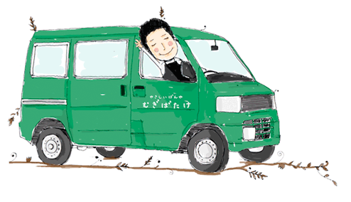緑の車で移動販売やってます